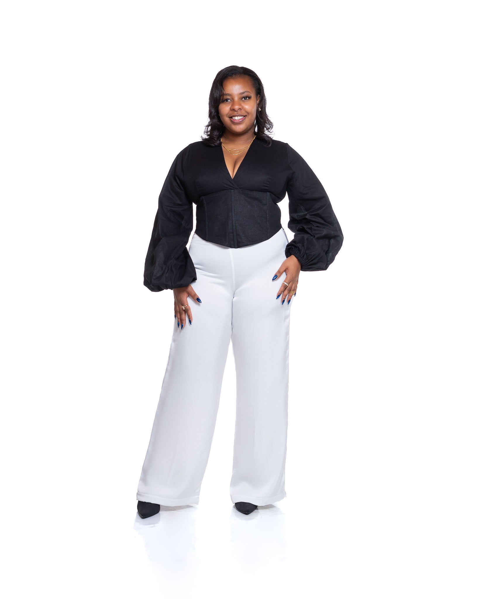 Molten Satin Wide Leg Pants in Pearl